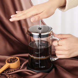 批发法压壶煮咖啡过滤式器具手冲家用耐热玻璃冲茶器咖啡过滤杯套