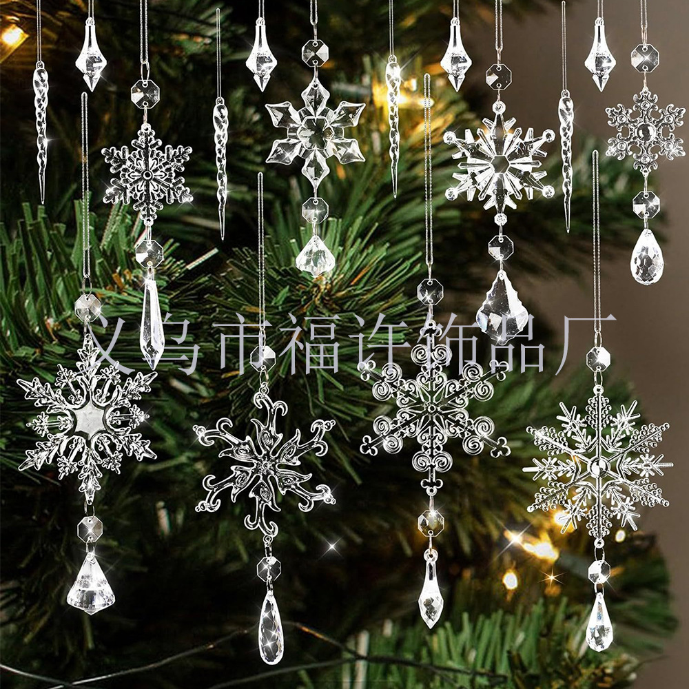 16 PCS Crystal Snowflake Ornaments Christmas Ornaments Acrylic…