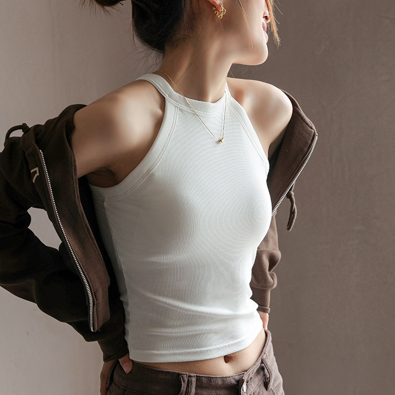 Douyin's Popular Halterneck Camisole Women's Inner Wear Breathable Bottoming Bra with Padded All-In-One Beautiful Back Sleeveless Outer Wear Douyin's Popular Halterneck Camisole Women's Inner Wear Breathable Bottoming Bra with Padded All-In-One Beautiful Back Sleeveless Outer Wear