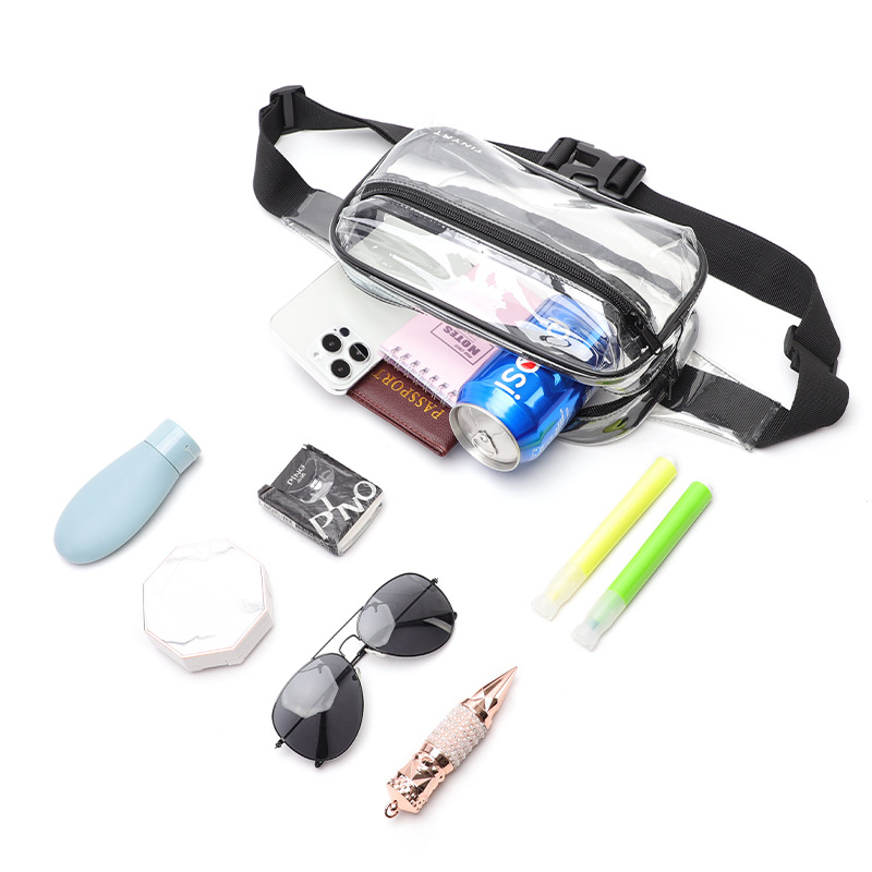 Primavera y verano nuevos fabricantes bolsos de cintura masculinos y femeninos bolsos deportivos transparentes de PVC al aire libre bolsos de hombro de playa bolsos de cintura