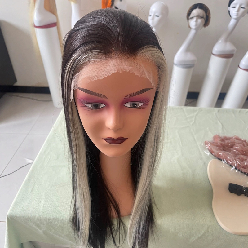 Hand-Woven Front Lace High-Temperature Silk Chemical Fiber Wig Without Glue Headband in One Second
