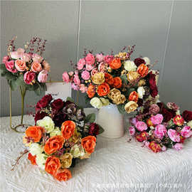 欧式秋钻石梅茶包假花花束仿真花场景布置仿真花高级感婚庆用花