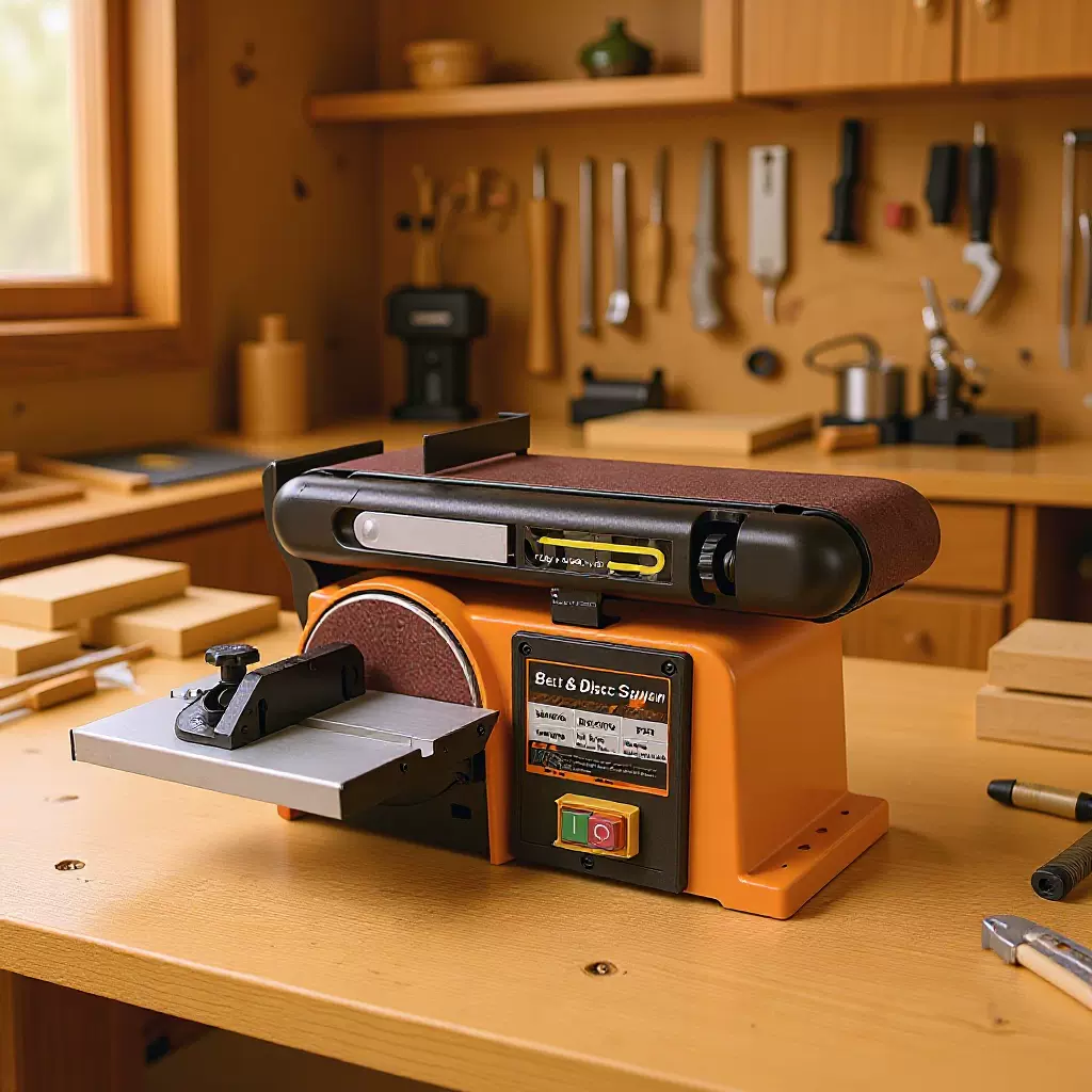 铝底座砂盘砂带机370W沙轮机小型木工迷你家用工业级木头抛光机