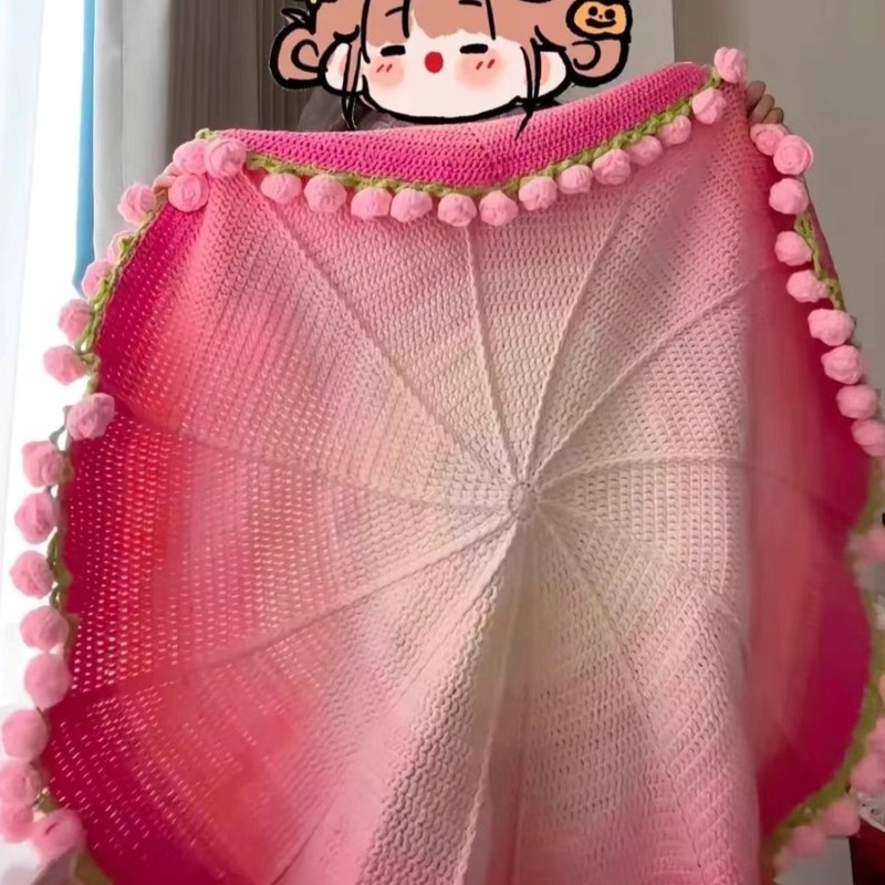 玫瑰花束毯子成品现货diy材料包铃兰花毯 毛线团手工编织毯子批发|undefined