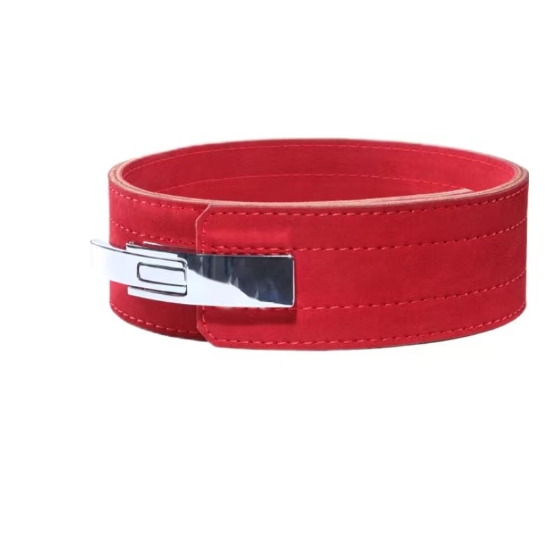 Cinturón de Fitness de piel de vaca para levantamiento de pesas, sentadillas, peso muerto, protección de cintura, equipo de protección deportivo, levantamiento profesional con hebilla rápida