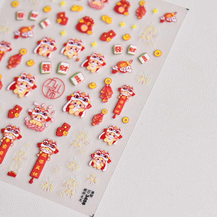 Tomoni fino resistente uñas pegatinas populares vintage uñas pegatinas fábrica al por mayor japonés suerte poco leche dragón 3456