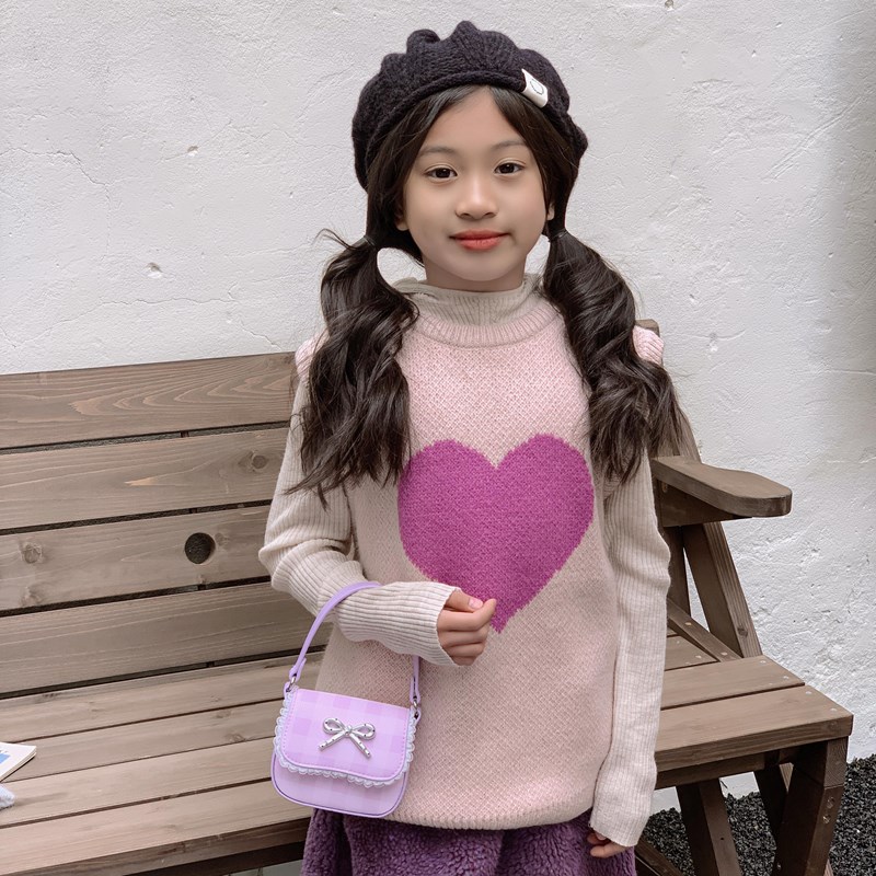 Coreano lindo arco padre-hijo bolso de hombro mini bebé bolso de celosía dulce encaje bolso de cadena para niños