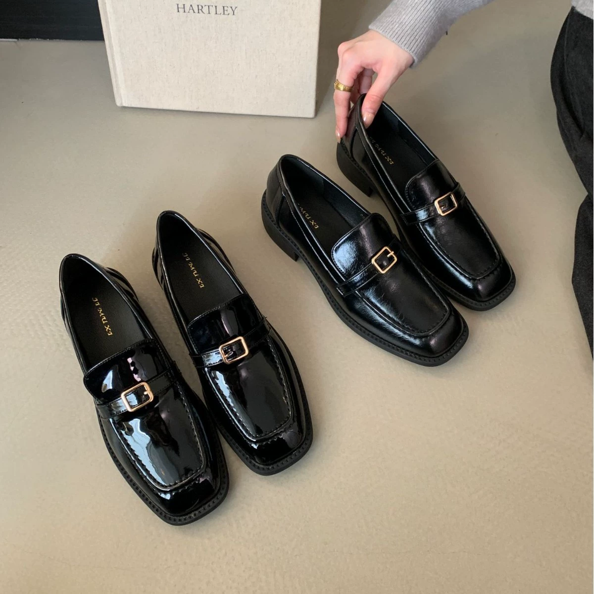 Британский стиль ретро туфли на толстом каблуке Lefu женские осенние и зимние одиночные туфли