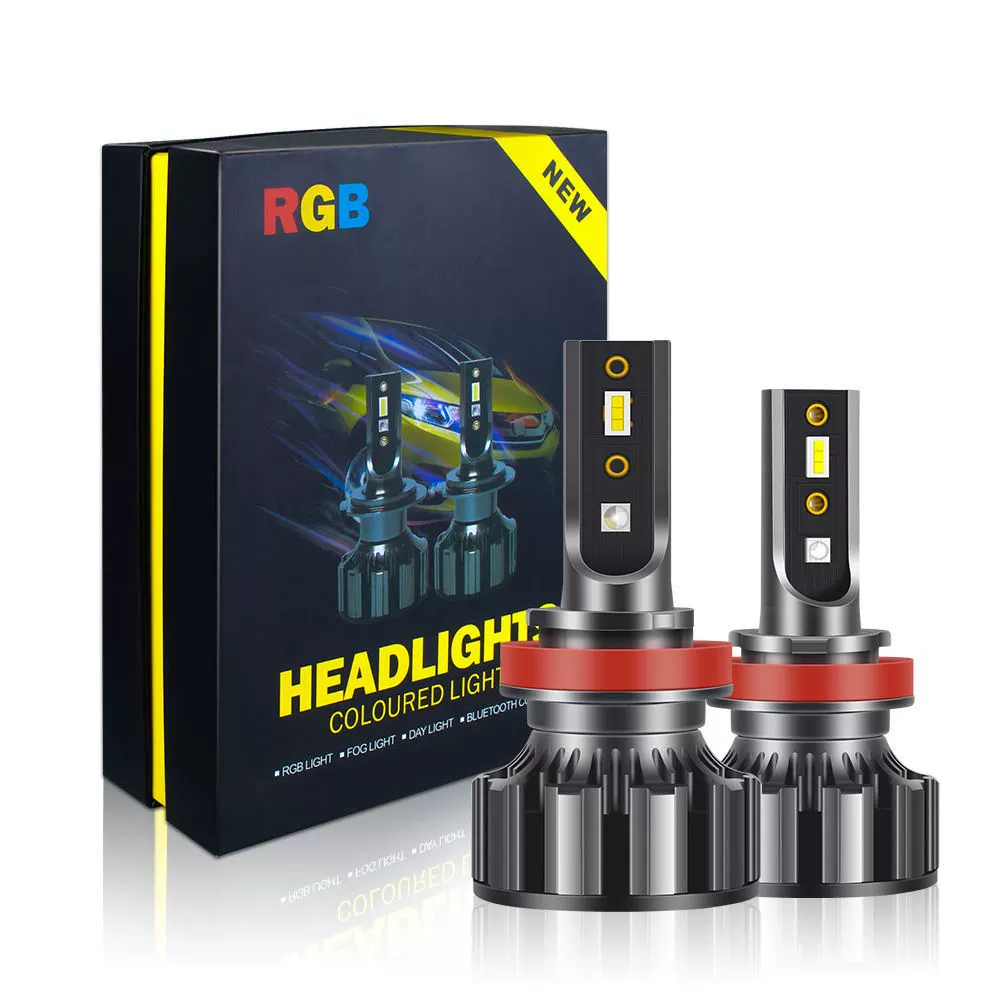 Автомобильная светодиодная фара H1 H7 подсветка Светодиодный прожектор фара rgb цвет фары управление приложением красочные Автомобильные фары