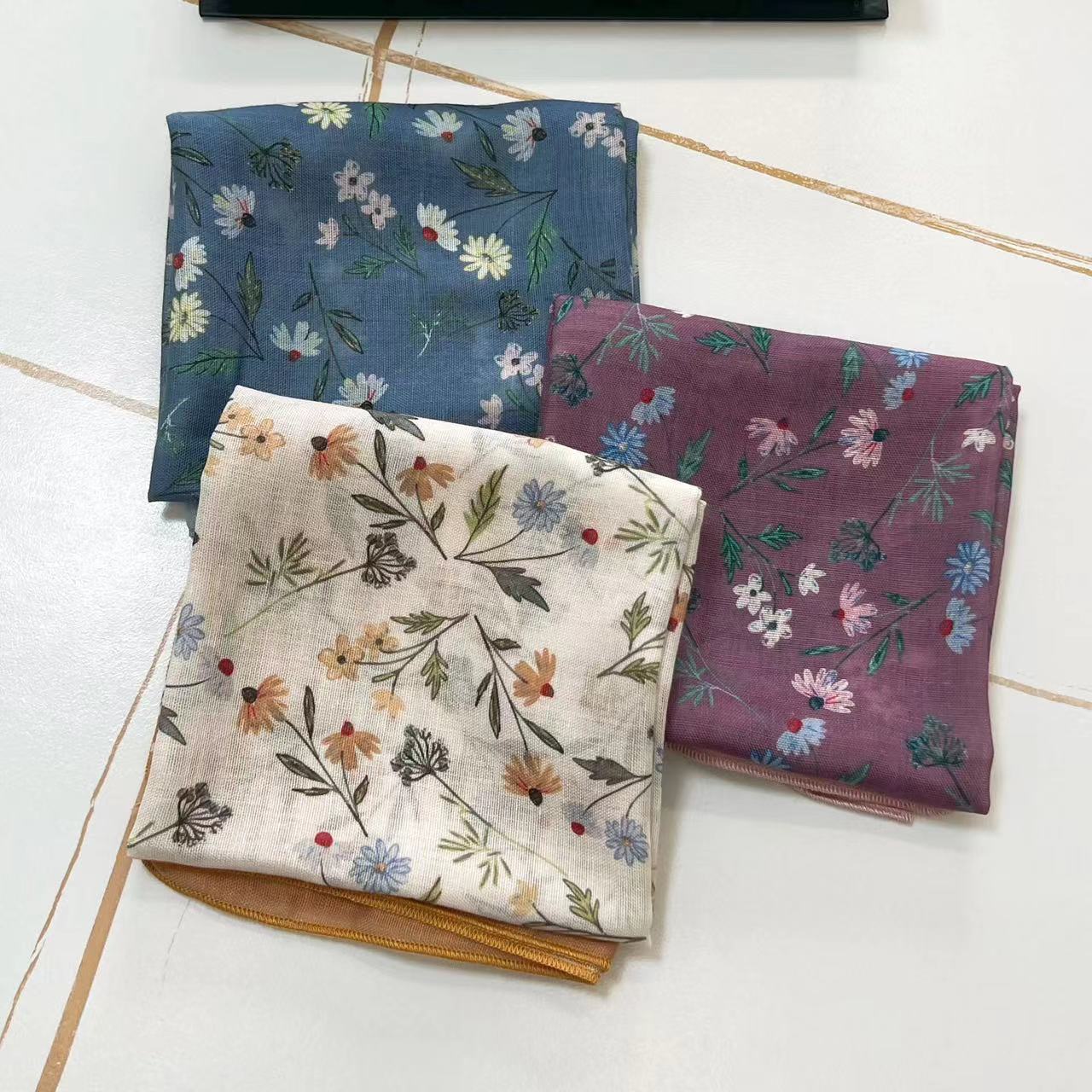 60g Weight Kerchief Classification Daily Occasion cotton and linen Material Flower Pattern Summer Season Women's Gender IG Style Style Women's IG Style Flower Cotton And Linen Kerchief 151