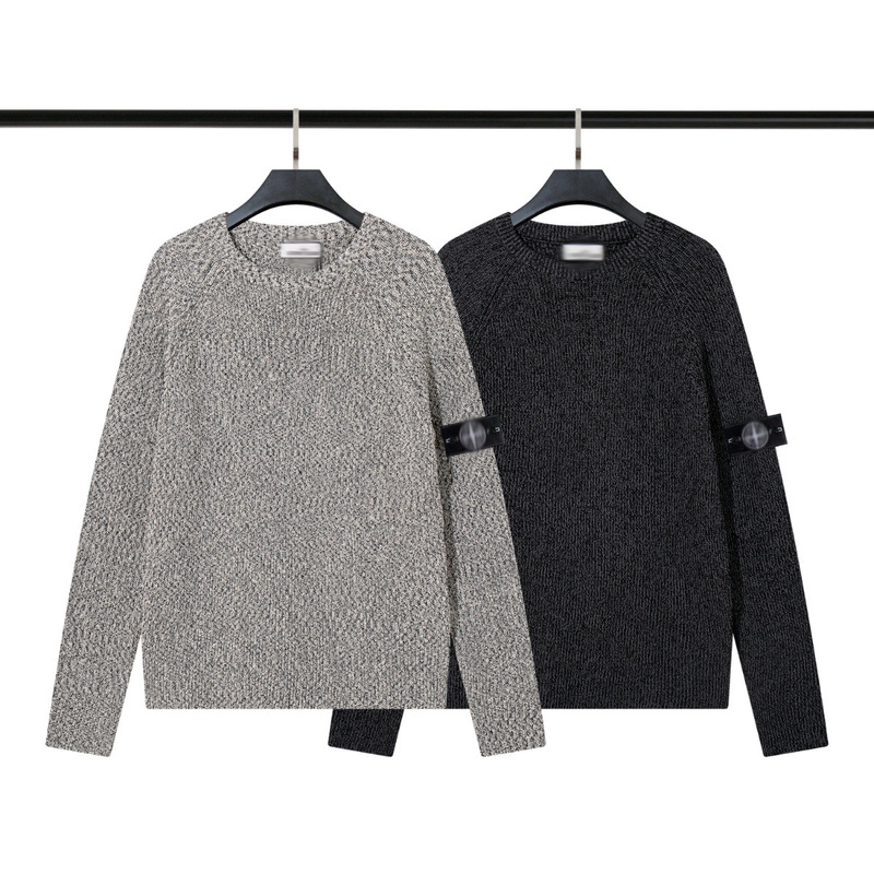 Cross-Border Stone Island Crew Neck Pullover Knit Sweater Autumn and Winter Casual Versatile Simple Unisex Style Sweater for Men and Women