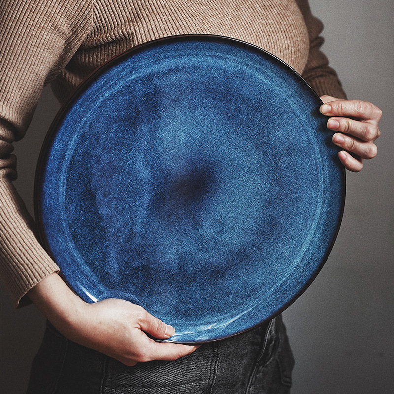 Plato de cena occidental Plato de carne Plato plano redondo Restaurante doméstico de alta gama Horno de cerámica transfronterizo Plato de verduras Plato de pasta de estilo europeo