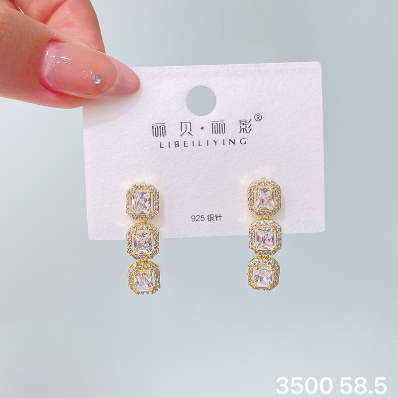 丽银丽贝丽影新款欧美时尚超闪锆石耳钉气质名媛风高级感轻奢耳饰|undefined