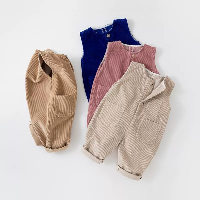 Детские комбинезоны, весенне-осенний вельветовый наряд для девочек от 0 до 3 лет, повседневный комбинезон с открытыми плечами для мальчиков, которые могут стоять самостоятельно.