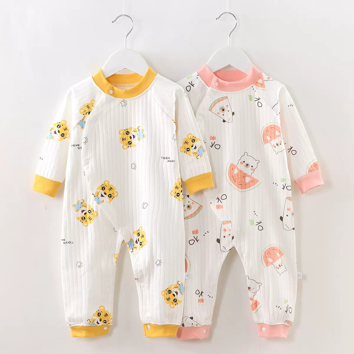 新品婴儿连体衣春秋全棉短袖长袖可爱超萌外出爬服男女宝宝衣服