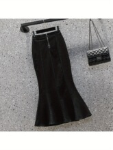Y 12756 Flared Denim Skirt ��Ҷ��ţ�а���ȹ �羳����ѷŷ����