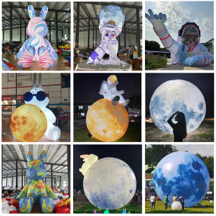 Mid-Autumn Festival Inflatable Moon Inflatable Model Rabbit Lifting and Luminous Astronaut Rocket Astronaut Moon Landing Large Display