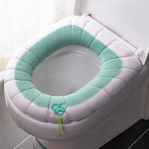 Toilet seat cover, toilet cushion, O-shaped toilet seat cover, four-season warm toilet seat cover, cute knit carrying toilet seat