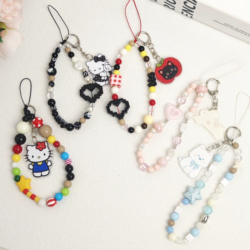 Мультяшный браслет KT Cat Love милая девушка сердце мобильный телефон цепь мобильный телефон подвеска бирка ручной работы браслет ювелирные изделия