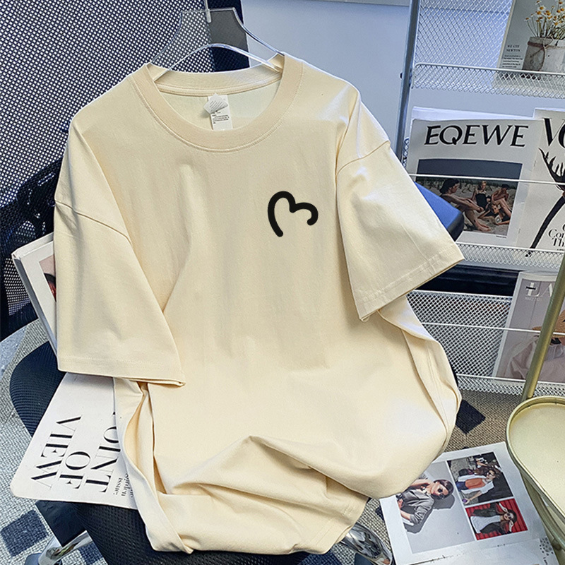 살구 하트 반팔 코튼