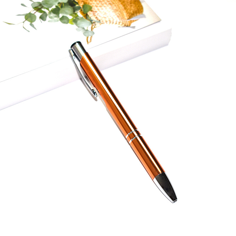 Bolígrafo de metal Varilla de aluminio Bolígrafo de prensa azul negro Logotipo grabado láser Bolígrafo de regalo publicitario