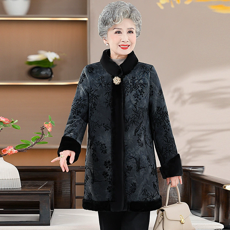 Мама пальто осень и зима 2024 новый меховый год в одном году