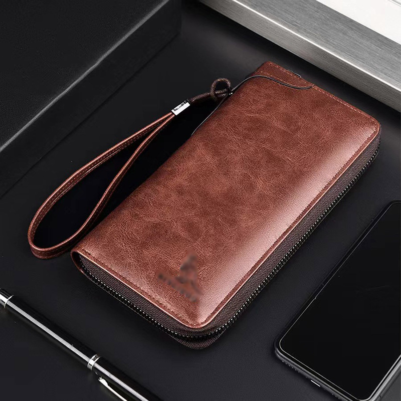 Men's Long Wallet, Men's Leather Commuter Wallet, Kangaroo Leather Men's Business Bag, Large Capacity
