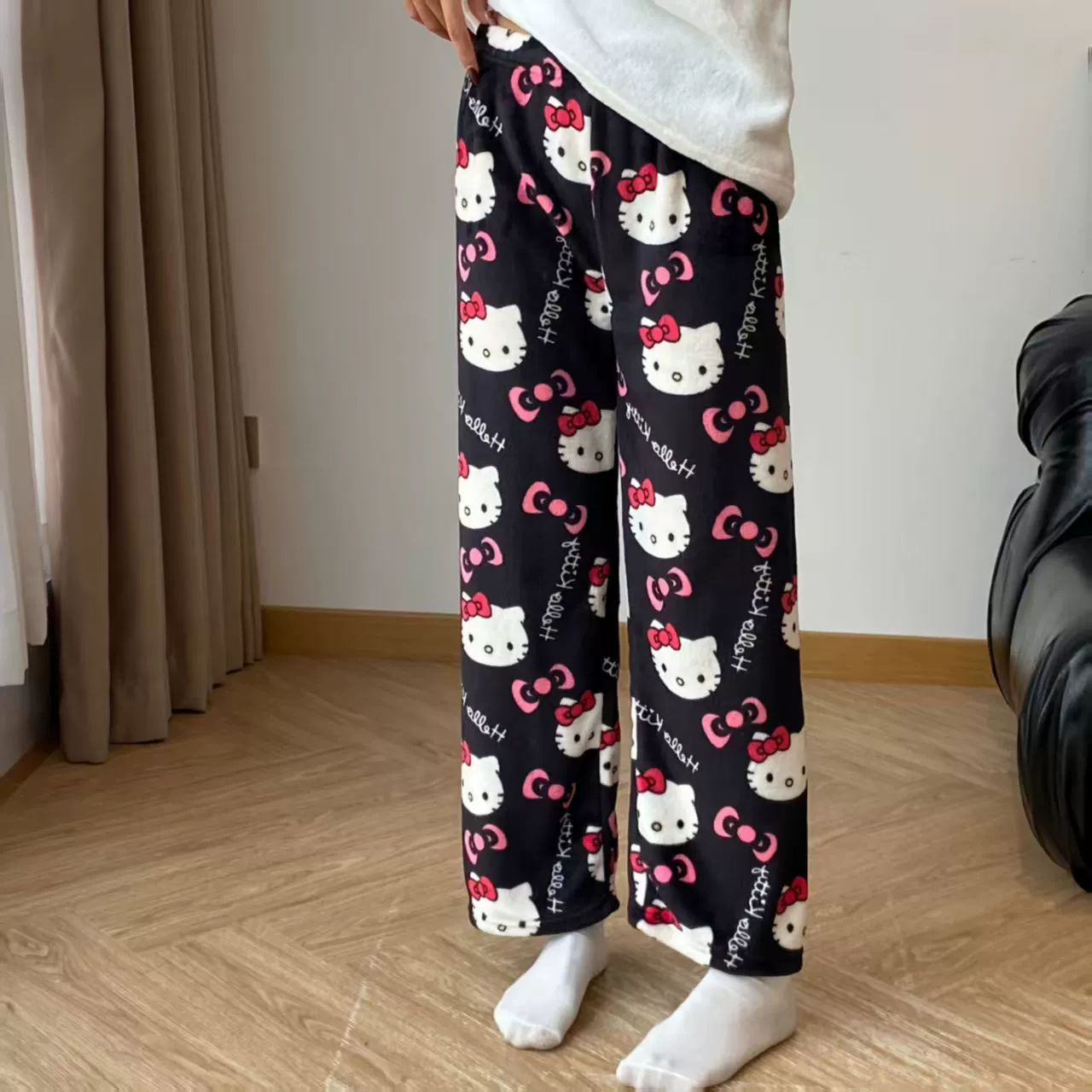 Плюс флисовые пижамные штаны женские домашние повседневные свободные фланелевые p