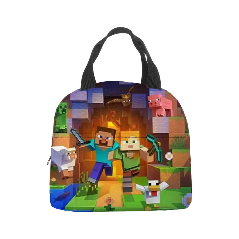 Minecraft ランチバッグ漫画アニメーション小中学生食事バッグ子供用アイスバッグ屋外食事バッグポータブルランチボックスバッグ|undefined