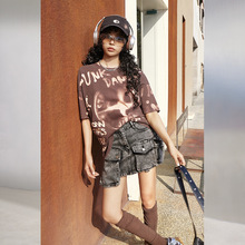 特价68元不退换 拓谷女装涂鸦印花短袖潮牌T恤女夏季新款上衣女