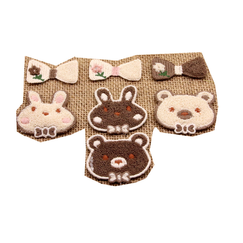 漫画ネクタイベアーウサギタオル刺繍布貼りカード刺繍貼り服装補助材料靴帽飾りパッチ布貼り|undefined