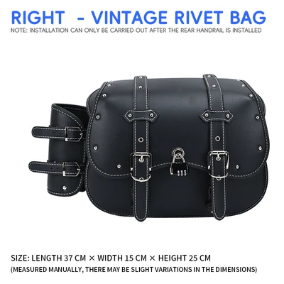 Motorcycle bumper: 950 crash bars, anti-fall bumpers - quick-release-rivet-leather-side-bag-right-side-with-anti-theft-lock-cup-holder-requires-our-stores-backrest