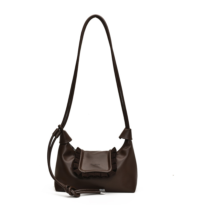 Nicho de diseño de cuerda de dibujo plegado bolso de nube de invierno 2024 nuevo estilo de moda extranjero bolso de hombro pequeño bolso de mochila mujer