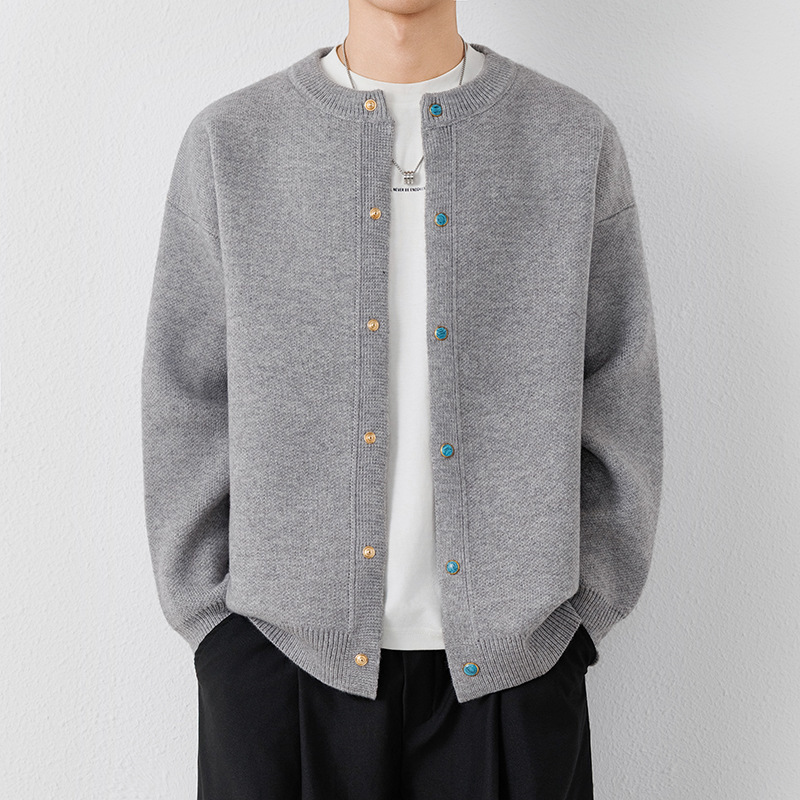 Men's Premium Knit Cardigan With Buttons - Classic Luxury Style, Loose Fit, Warm & Breathable For Autumn & Winter_voghion.com