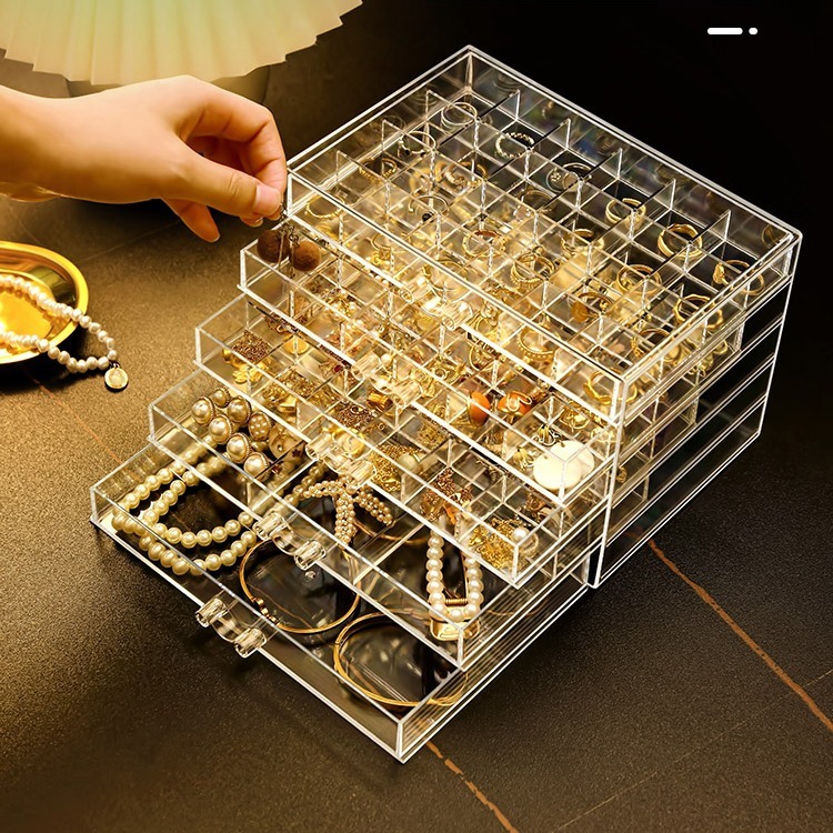 工場直売引き出し式ジュエリー収納箱透明引き出し式イヤリングピアスネックレスアクセサリー箱アクセサリー箱|undefined