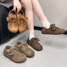 单鞋女勃肯鞋休闲秋季韩系绒皮圆头批发新款丑萌时尚2025复古两穿