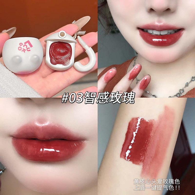 LUCKGO leche naranja gatos labios congelados agua espejo de maquillaje para cubrir las marcas de los labios no es fácil de descolorar lápiz labial maquillaje al por mayor image 9