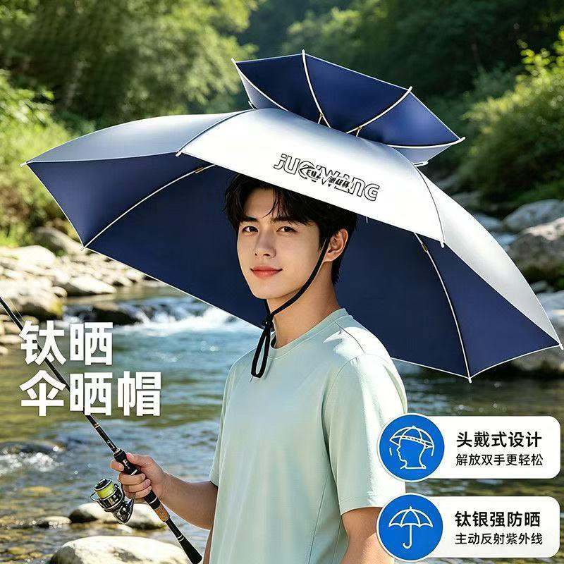New multifunctional umbrella hat with titanium silver coating, portable sunshade hat, umbrella hat, sunshade hat wholesale