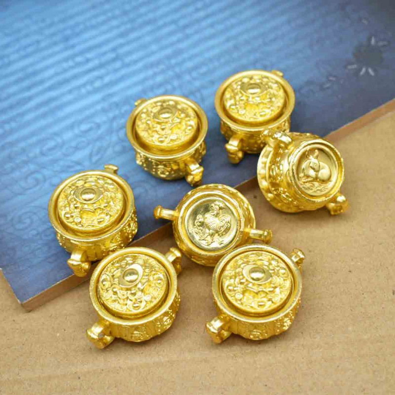 CORNUCOPIA 합금 조디악 턴 키 체인 펜던트 회전 가능한 운세 제작 캐리 온 작은 보석 손잡이