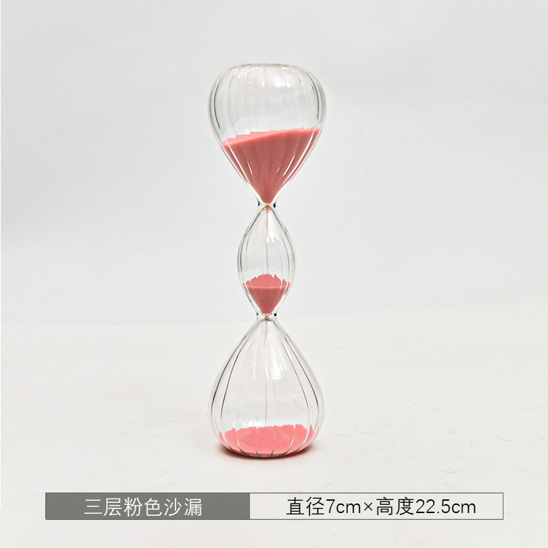 Creativo de cristal reloj de arena de tres capas rayas reloj de arena temporizador personalidad Nordic decoración del hogar fábrica al por mayor