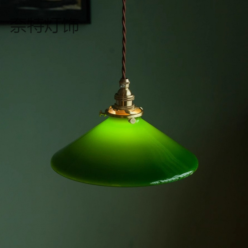 Old Shanghai Vintage Green Glass Chandelier Japanese Middle Ancient vantage Homestay Restaurant Window Tea Room Chandelier