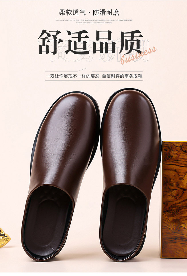 Dép sandal nam quai ngang kiểu lười xỏ chân, mặt giày bóng nhẹ, đế cao su êm chân — Z7123 màu đen, z7123 màu nâu chi tiết 2