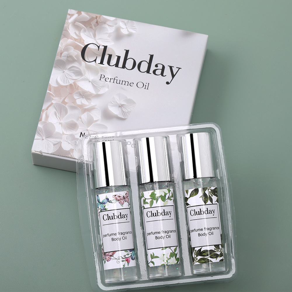 Clubday Body Fragrance Long-lasting Floral Roll-on Perfume Oil Natural Sparkling 3-bottle Wholesale Export Perfume Oil undefined