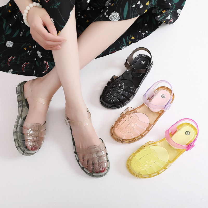 Internet Celebrity Trendy Jelly Shoes Toe-Toe Sandals for Women Summer New Transparent Soft-Soled Hollow Beach Flat Sandals Internet Celebrity Trendy Jelly Shoes Toe-Toe Sandals for Women Summer New Transparent Soft-Soled Hollow Beach Flat Sandals