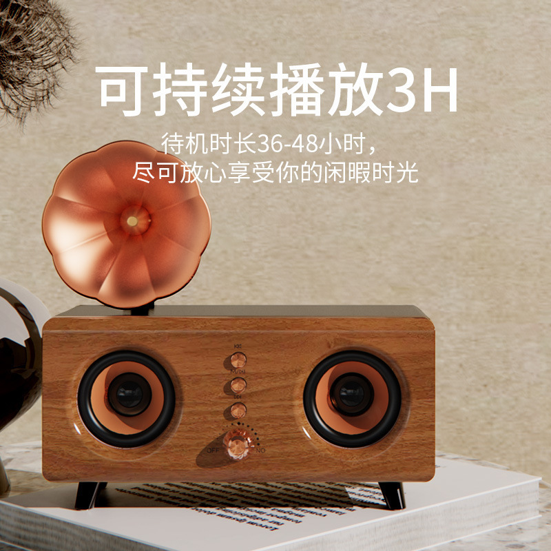 YX レトロ木目調 B6 Bluetooth スピーカーデュアルスピーカー重低音コンピュータデスクトップオーディオクリエイティブギフト装飾品スピーカー|undefined