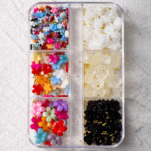 跨境磨砂飘带蝴蝶结美甲饰品梅花盒树脂玫瑰花平底钻珍珠水钻配饰