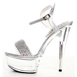 Fashion Sequin Crystal Shoes, Nightclub Stage Performance Shoes, 15cm Super High Heels, Large Size Sandals, Sexy Shoes