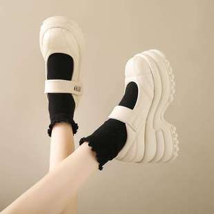 Wedding Shoe Artifact 9cm Thick Sole Heightening Off-White Wedding Shoes for Women Autum New Platform Mary Jane Small Leather Shoes