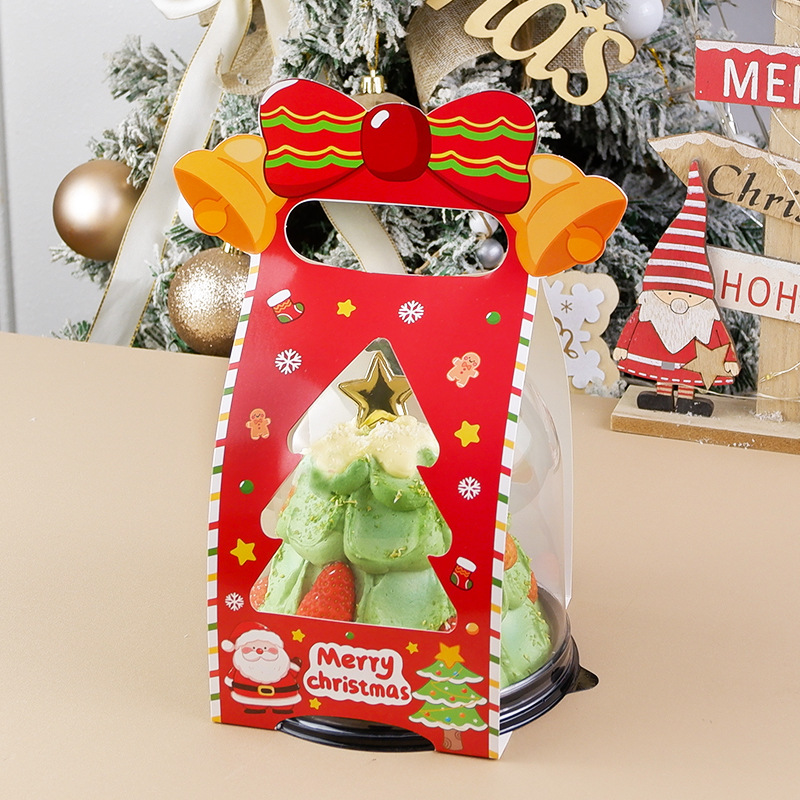 Caja de pastel de Navidad 4 pulgadas árbol de Navidad decoración de ancianos bola semicircular caja de regalo transparente caja de embalaje portátil para hornear