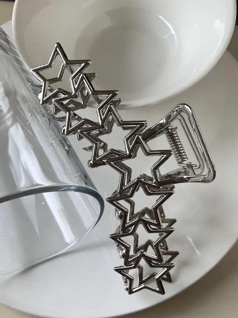 Plating Design Retro Style Silver Color Retro Women'S Star Heart Shape Fish Alloy Metal Plating Hair Clip Hair Claws